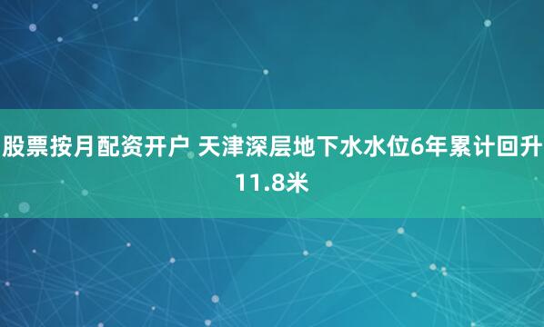 股票按月配资开户 天津深层地下水水位6年累计回升11.8米